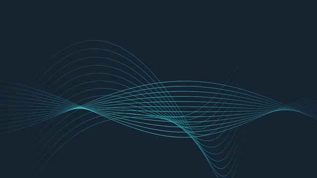 Black abstract background. Moving and rotating lines. Concept of flow, linking, continuity, information. 