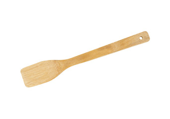 Wooden kitchen spatula isolated on a white background. This has clipping path.
