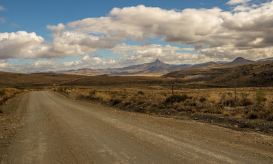 Karoo winter landscape in the Nieu Bethesda district South Africa image in landscape format with copy space
