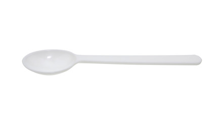 White plastic spoon isolated on white with clipping path.
