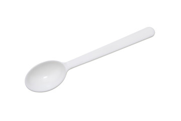 White plastic spoon isolated on white with clipping path.