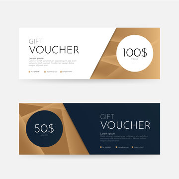 Gift Voucher Template Promotion Sale discount, Luxury gold background, vector illustration