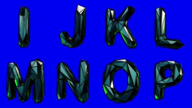 Alphabet from plastic isolated on blue background. 4K