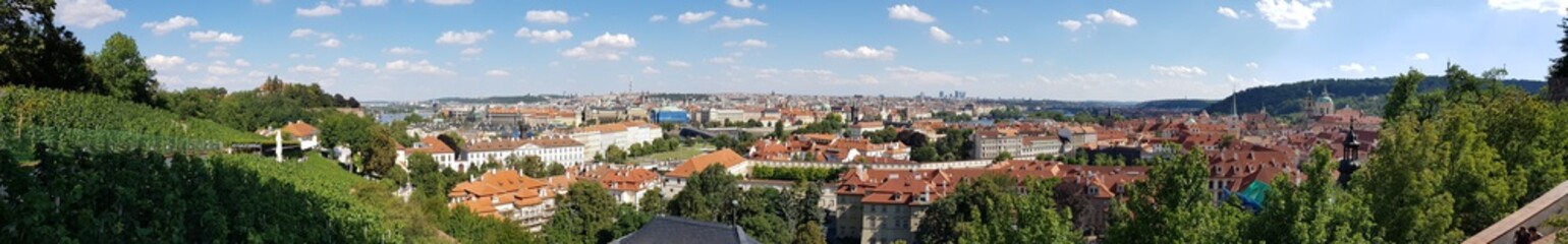 Fototapeta na wymiar Panorama niesamowitej, starej, zabytkowej Pragi, stolicy Czech - pięknego państwa w Europie Środkowej
