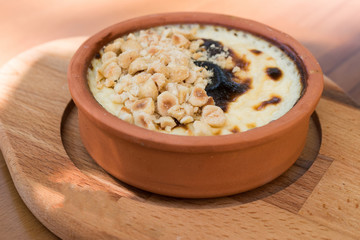Turkish Dessert Rice Pudding Sutlac with Hazelnut Powder