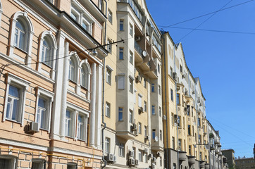 Fototapeta na wymiar Moscow, Russia. Apartment house number 9 in Yakovoapostolsky lane. 1900 year built