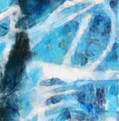 Abstract grunge pattern. Background painted in oil by dry brush. Textured surface abstraction. Drawn texture. Close-up chaotic strokes on canvas.