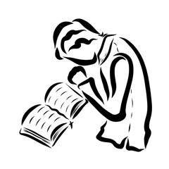 A Praying Man and an Open Bible, Reading and Prayer