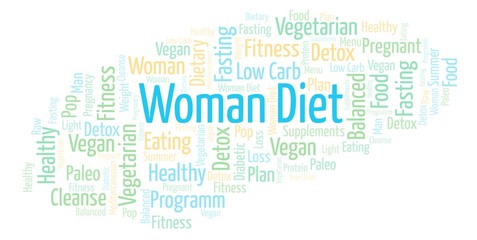 Fototapeta premium Word cloud with text Woman Diet on a white background.