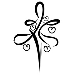 Abstract tree with fruits similar to hearts