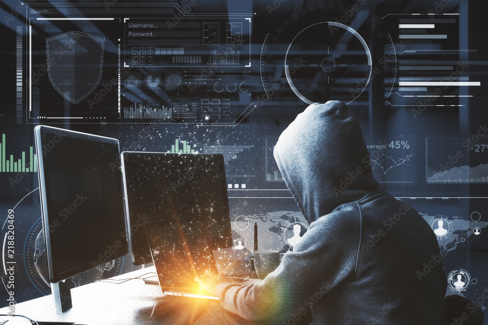 Poster hacking and theft concept