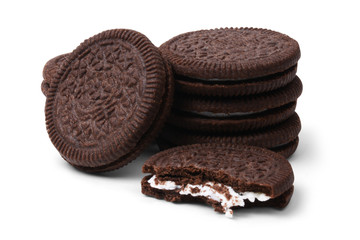 Chocolate biscuits isolated on white background