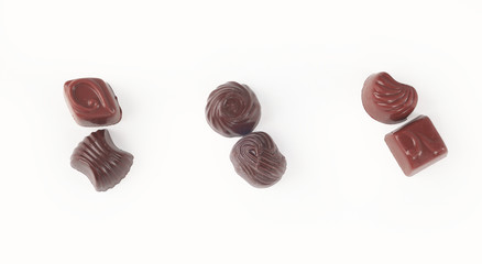 close up. chocolate sweets. isolated on white.photo with copy sp
