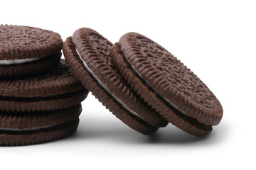 Chocolate biscuits isolated on white background