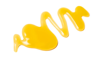 Honey drop  isolated on white background. Sweet  Honey pouring, closeup.