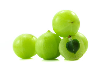 Gooseberries Indian gooseberry on white background.