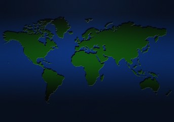 Green World Map with Flat, textured design