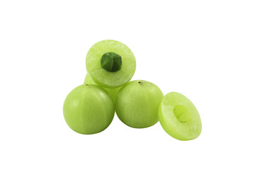 Indian gooseberry isolated on white background.