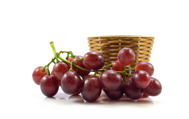 Red grapes isolated on white background
