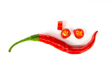 red spicy chili pepper isolated on white background.