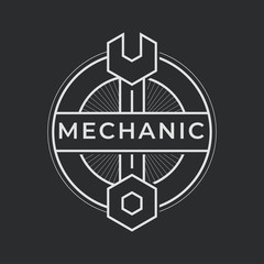 Auto mechanic service. Mechanic service logo set. Repair service auto mechanic logos. Car vintage vector logo set. Vector illustration.