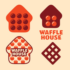 Modern professional vector set logo Waffle House in orange theme