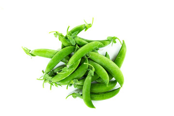 fresh green peas isolated on a white background