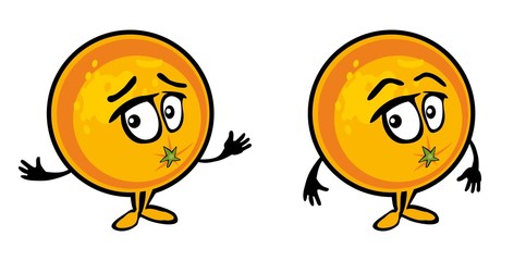 Fototapeta premium Orange cartoon surprised and sad. Color vector flat illustration