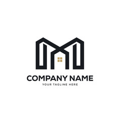 real estate logo design vector, initial letter logo m design template