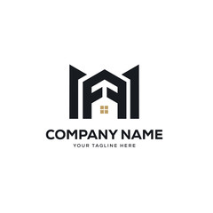 real estate logo design vector, initial letter logo m design template