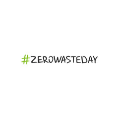 Handwritten lettering of Zero Waste on white background.