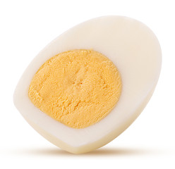 Boiled peeled egg cut in half