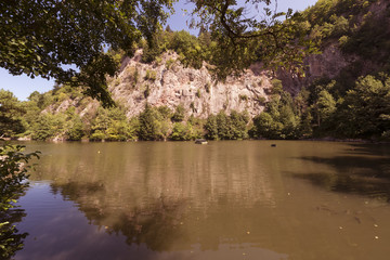 Panoramic view over the Waldenecksee in Baden Baden, Baden-Wuerttemberg, Germany