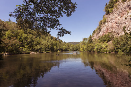 Panoramic view over the Waldenecksee in Baden Baden, Baden-Wuerttemberg, Germany