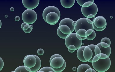 Dark background green mesh bubbles. Wallpaper, texture with bubble. 3D illustration