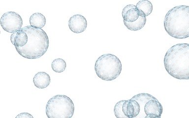 Fototapeta na wymiar Bitcoin economic financial bubble. Cryptocurrency 3D illustration. Business concept. Blue bubbles on a white background