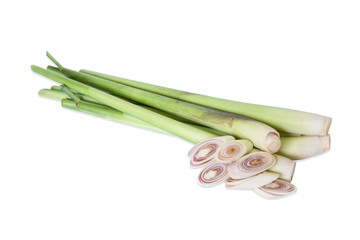 Lemon grass slices isolated on white background with clipping path