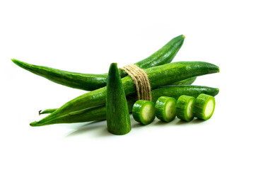Snake gourd slice isolated on white background