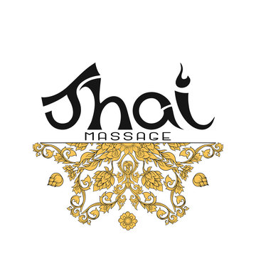 Logo for Thai massage with traditional thai ornament, pattern el