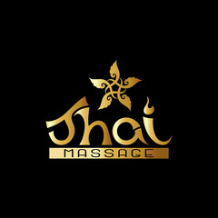 Logo for Thai massage with traditional thai ornament, pattern el