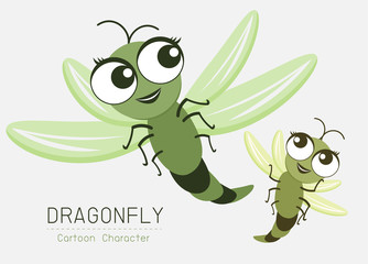 Vector Dragonfly Cartoon Character design; Cute style concept.