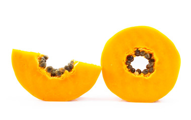 Close up papaya isolated on white background