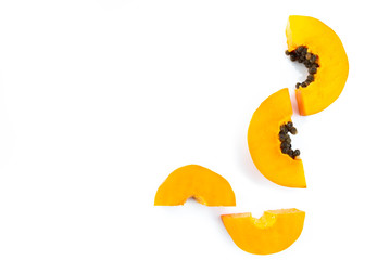Papaya slice isolated on white background