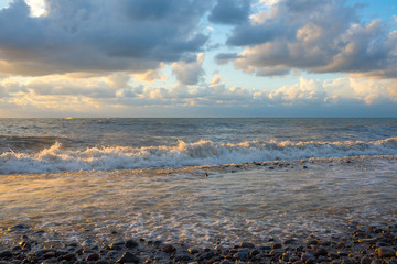Obraz premium Beautiful sea sunset. Panorama of beautiful seascape with clouds. Nature