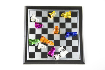 Chess glass is placed on the board, glass, is the concept that a business has to be planned