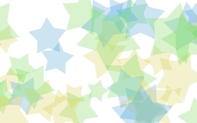 Obraz premium Multicolored translucent stars on a white background. Green tones. 3D illustration
