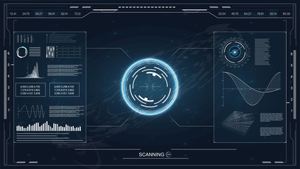 Hud in abstract style on white background. Modern flat screen computer monitor. Computer monitor icon.