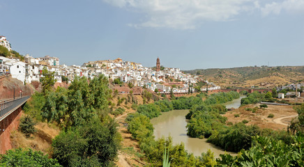 Panoramic view of Montoro with the Guadalquivir river, province of C&oacute;rdoba, Andalusia, Spain