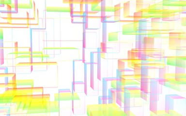 Colorful abstract digital and technology background. The pattern with repeating rectangles. 3D illustration
