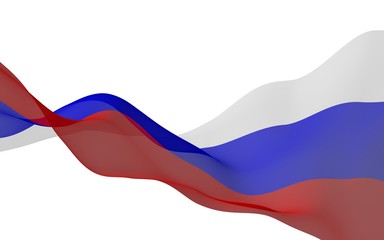 Naklejka premium Waving flag of the Russian Federation. The National. State symbol of the Russia. 3D illustration